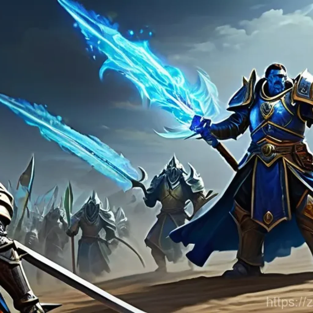 워크래프트3 강력한 러쉬 조합 - **Prompt Title: Human Footman-Priest Advance**
A highly detailed, epic fantasy art illustration ...