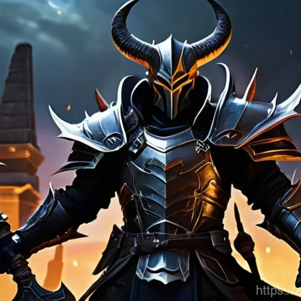 워크래프트3 프로 플레이어 경기 분석 - **Prompt**: "A male Demon Hunter, reminiscent of the legendary player Moon, dressed in dark, elabora...