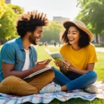 워크래프트3 유닛 생산 순서 공략 - **Prompt:** A group of diverse friends, in their early twenties, enjoying a sunny afternoon picnic i...